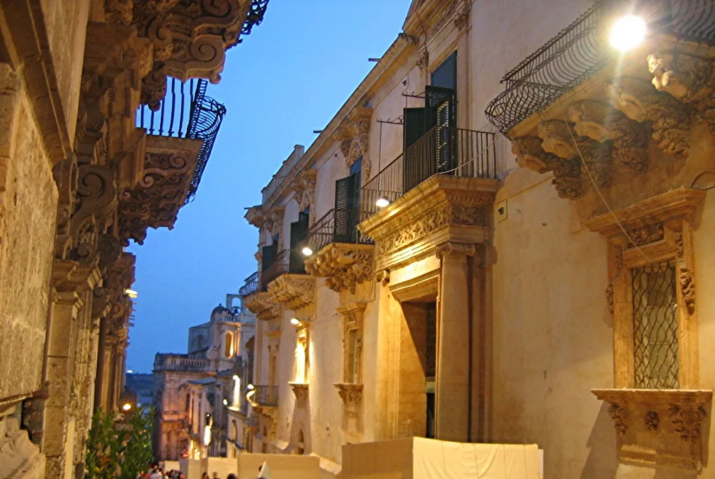 Baroque balconies of Via Nicolaci in Noto