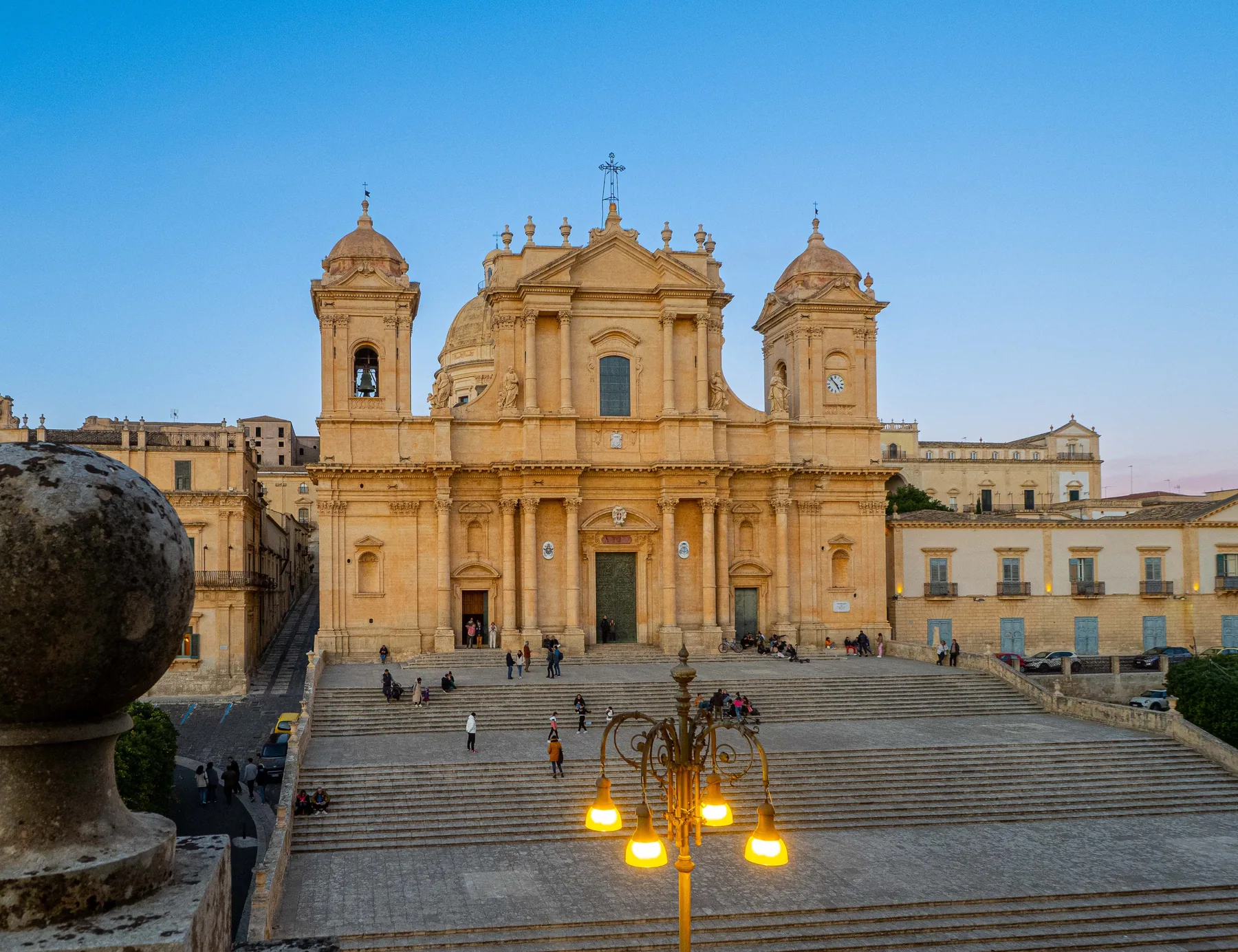 Noto cathedral square at golden hour