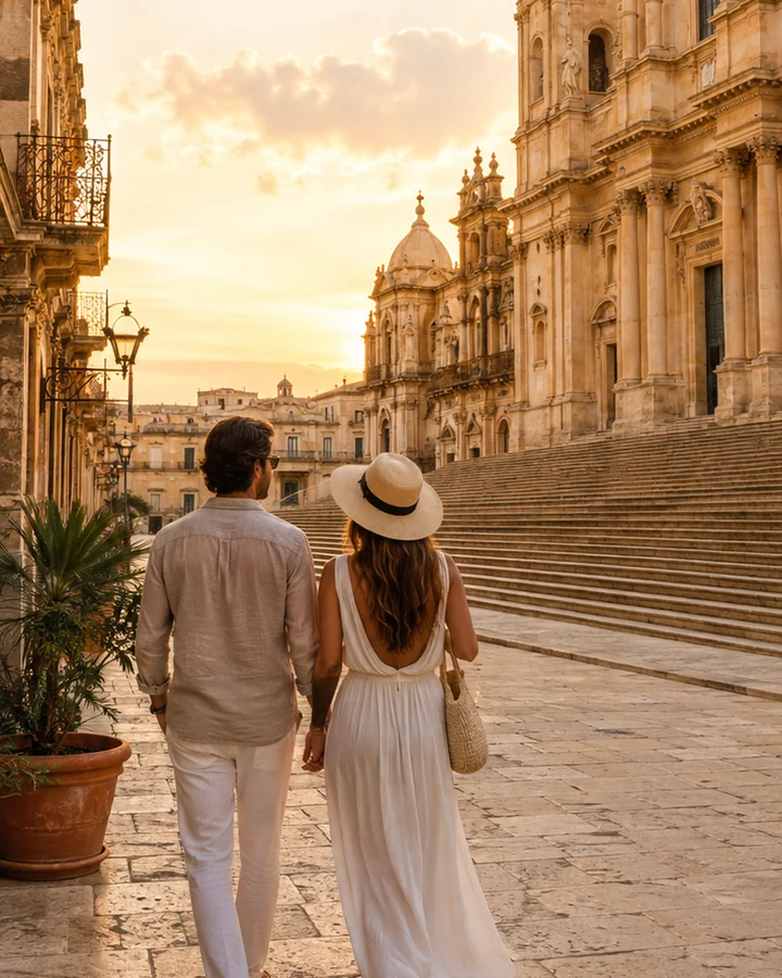 Golden baroque setting in Noto